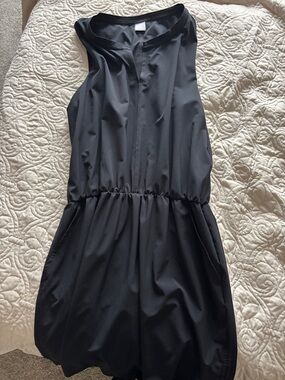 Lole Black Sleeveless Mini Dress with Gathered Waist